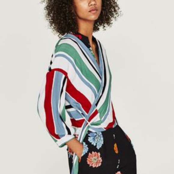 ZARA Multi Colored Wrap Top - Picture 2 of 6